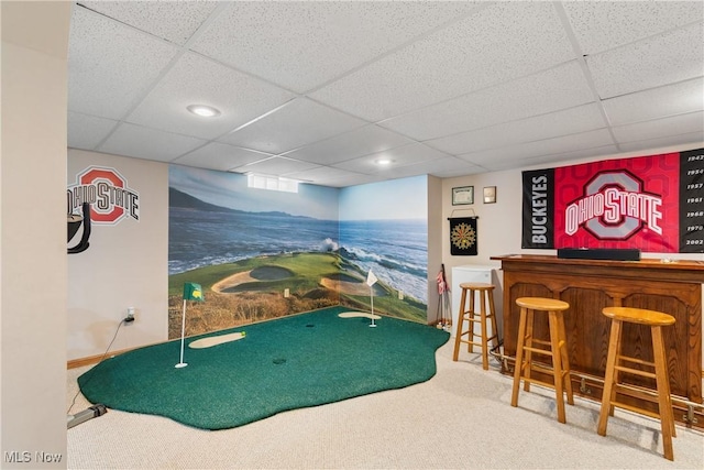 2785 Chalford Cir NW, North Canton, OH 44720 - game room with a drop ceiling, a bar, and carpet