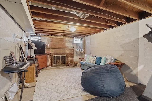 593 Mardon Ave, Akron, OH 44303 - below grade area featuring a fireplace