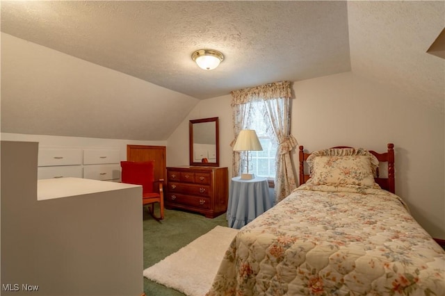 409 Yager Rd, New Franklin, OH 44216 - carpeted bedroom with vaulted ceiling and a textured ceiling