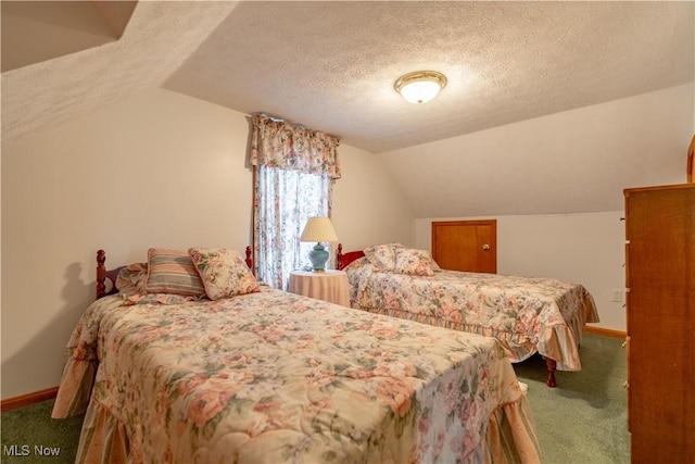 409 Yager Rd, New Franklin, OH 44216 - carpeted bedroom featuring lofted ceiling and a textured ceiling