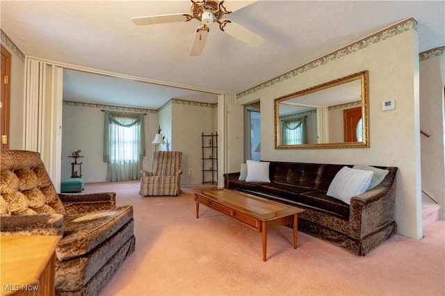 409 Yager Rd, New Franklin, OH 44216 - carpeted living area featuring a ceiling fan