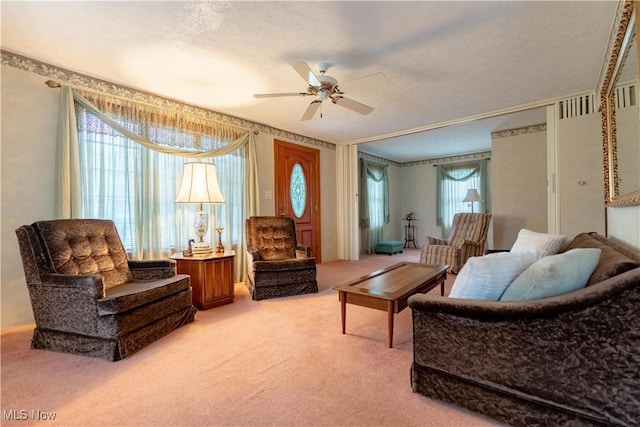 409 Yager Rd, New Franklin, OH 44216 - living area with light colored carpet and a ceiling fan