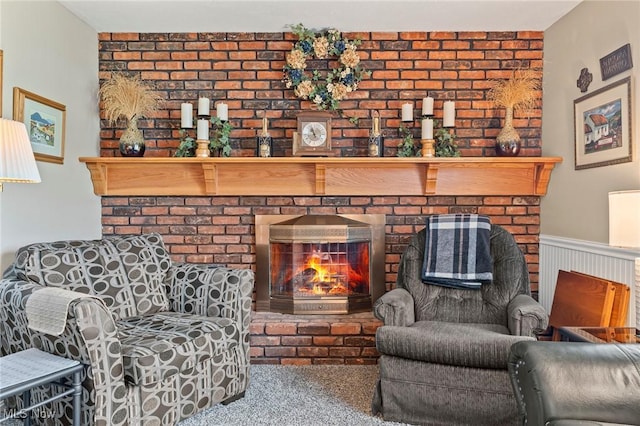 136 Westchester Dr, Brunswick, OH 44212 - carpeted living room with a brick fireplace