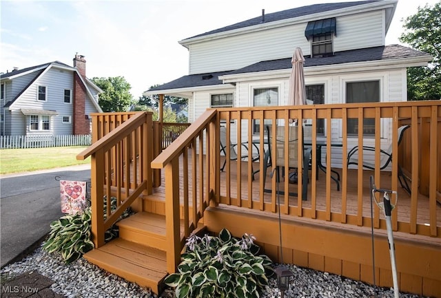 1299 Herberich Ave, Akron, OH 44301 - wooden terrace featuring stairway