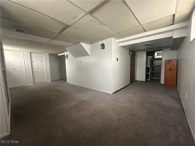 1012 Chandler Ave, Akron, OH 44314 - finished basement featuring a drop ceiling and carpet flooring