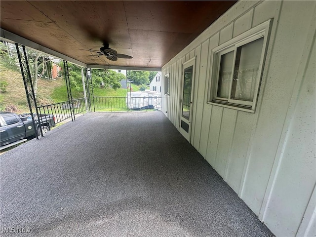 600 Jeanette Ave, Martins Ferry, OH 43935 - porch featuring a carport and a ceiling fan
