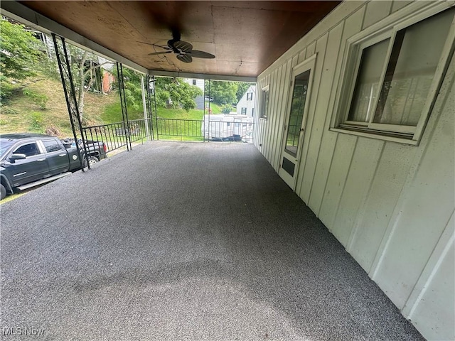 600 Jeanette Ave, Martins Ferry, OH 43935 - view of patio / terrace with an attached carport and a ceiling fan