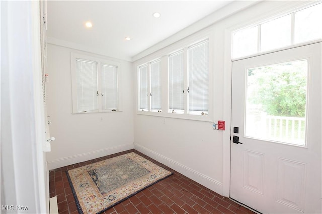 12 Lotus Ave, Chester, WV 26034 - entryway featuring recessed lighting and brick patterned flooring