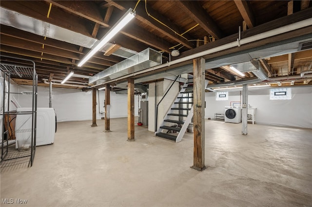 159 Edgerton Rd, Akron, OH 44303 - below grade area featuring stairs and washer and clothes dryer