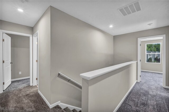 301 Karson Dr, Akron, OH 44312 - hallway featuring an upstairs landing, carpet floors, and recessed lighting