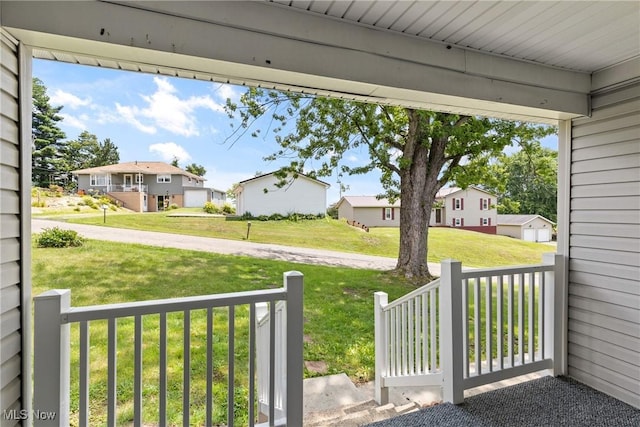 60880 Webb Heights Rd, Shadyside, OH 43947 - porch featuring a residential view and a lawn