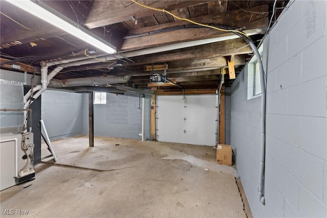 60880 Webb Heights Rd, Shadyside, OH 43947 - basement featuring heating unit and concrete block wall