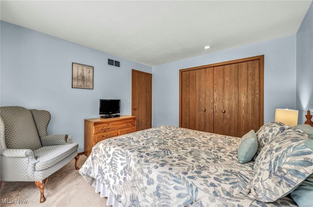 255 Portage Lakes Dr Unit E, Akron, OH 44319 - bedroom with a closet, light carpet, and recessed lighting