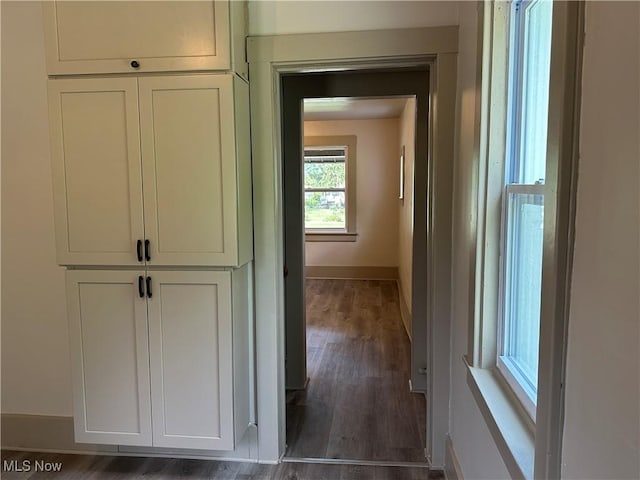 26 E Satin St, Jefferson, OH 44047 - hall featuring baseboards and dark wood finished floors