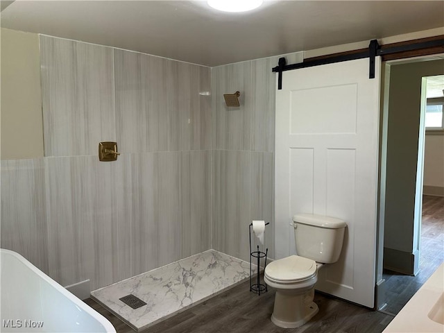 26 E Satin St, Jefferson, OH 44047 - bathroom featuring a stall shower and wood finished floors