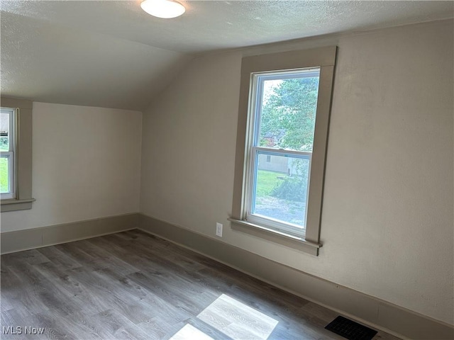 26 E Satin St, Jefferson, OH 44047 - bonus room with wood finished floors, lofted ceiling, and a textured ceiling