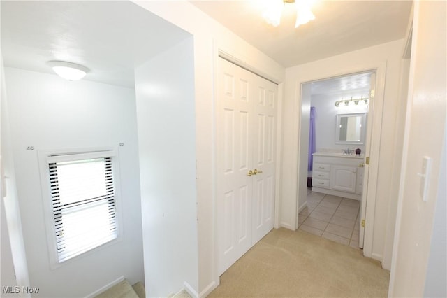 110 Wendt Way, Follansbee, WV 26037 - hall featuring light colored carpet and light tile patterned floors