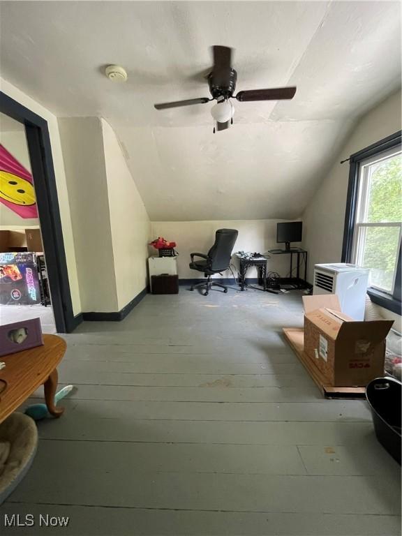 717 Calla Rd E, Poland, OH 44514 - additional living space featuring vaulted ceiling and ceiling fan