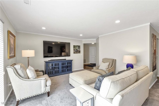 1851 King James Unit 322, Westlake, OH 44145 - carpeted living room with recessed lighting and ornamental molding