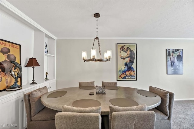 1851 King James Unit 322, Westlake, OH 44145 - dining space with a chandelier, ornamental molding, and carpet