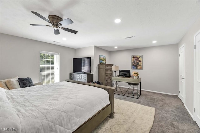 1851 King James Unit 322, Westlake, OH 44145 - bedroom featuring carpet flooring, a desk, ceiling fan, and recessed lighting