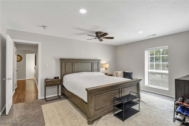 1851 King James Unit 322, Westlake, OH 44145 - bedroom featuring light carpet, a ceiling fan, and recessed lighting
