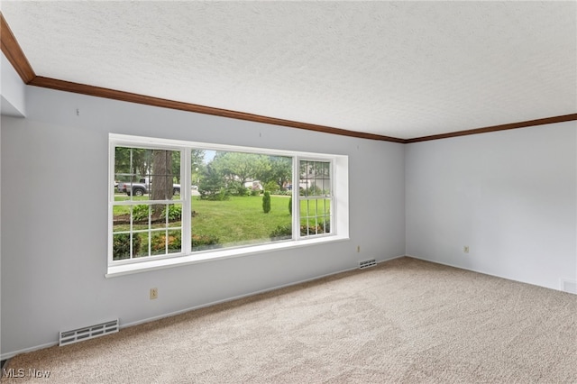 2331 Woodpark Rd, Fairlawn, OH 44333 - empty room featuring carpet floors, ornamental molding, and a textured ceiling