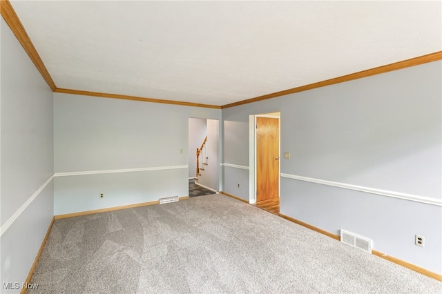 2331 Woodpark Rd, Fairlawn, OH 44333 - carpeted empty room with crown molding and stairs