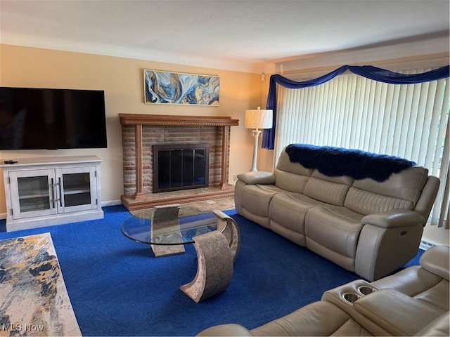 9237 Shephard Rd, Macedonia, OH 44056 - carpeted living area with a fireplace