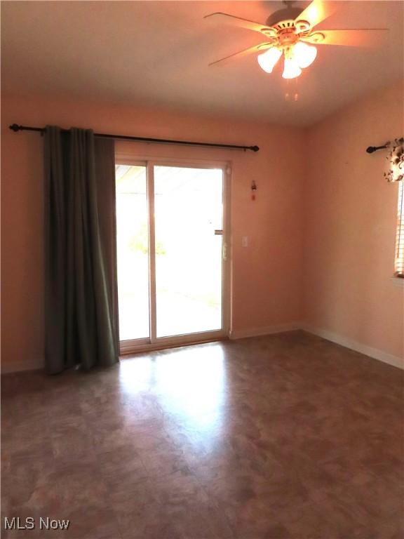 723 Whisper Creek Ln, Lodi, OH 44254 - unfurnished room featuring ceiling fan and baseboards