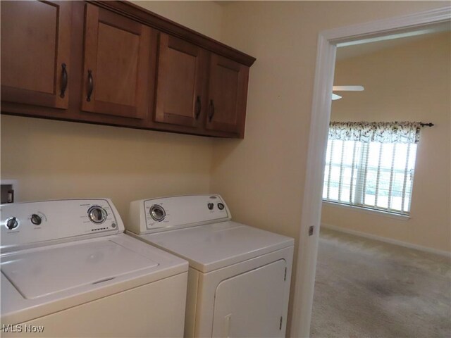 723 Whisper Creek Ln, Lodi, OH 44254 - washroom featuring washer and clothes dryer, cabinet space, and carpet floors