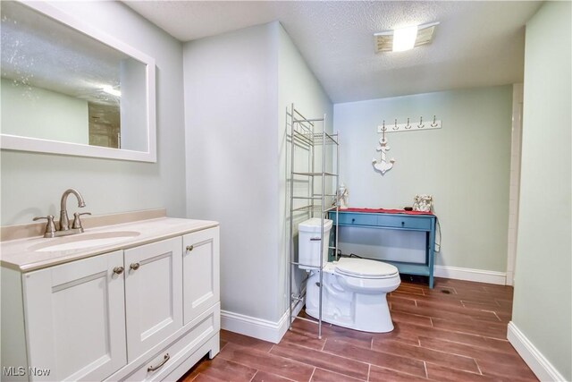 9798 Firestone Ln, Macedonia, OH 44056 - bathroom featuring wood finished floors, vanity, and a textured ceiling