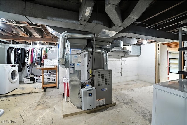 2107 13th St, Cuyahoga Falls, OH 44223 - unfinished below grade area featuring independent washer and dryer and heating unit