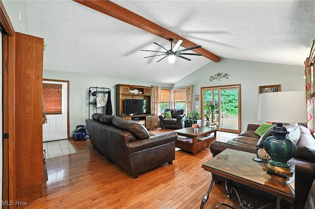 2107 13th St, Cuyahoga Falls, OH 44223 - living room with ceiling fan, light wood-type flooring, and a textured ceiling