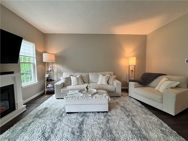 1314 Wellingshire Cir, Cuyahoga Falls, OH 44221 - living room with wood finished floors and a glass covered fireplace