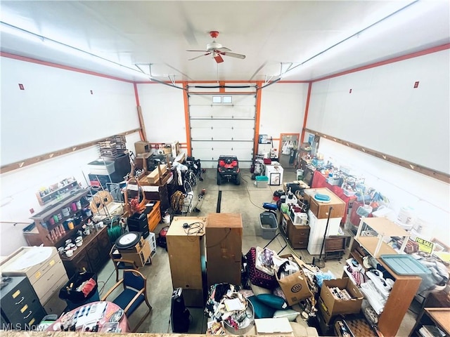 617 Valley St, Minerva, OH 44657 - garage with a ceiling fan