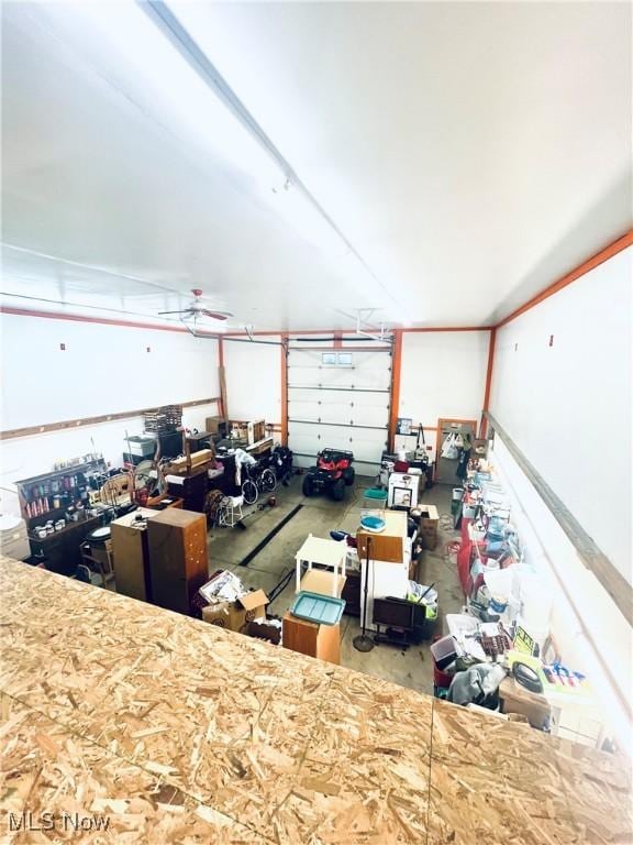 617 Valley St, Minerva, OH 44657 - garage with a ceiling fan