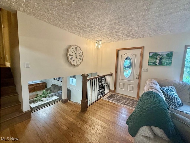 153 Lowes Dr, New Cumberland, WV 26047 - foyer with hardwood / wood-style flooring, plenty of natural light, and a textured ceiling
