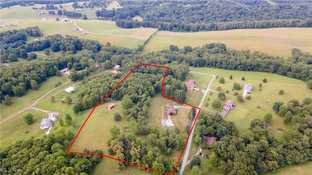 153 Lowes Dr, New Cumberland, WV 26047 - aerial view of sparsely populated area featuring property boundaries highlighted