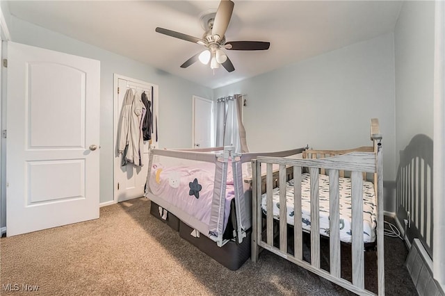 8006 Chesterfield Ave, Parma, OH 44129 - bedroom featuring carpet, a ceiling fan, and a closet