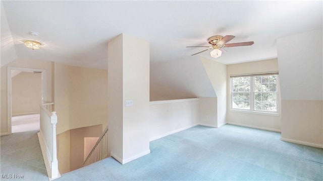 8531 Creekside Dr, Sagamore Hills, OH 44067 - additional living space with carpet, vaulted ceiling, and a ceiling fan