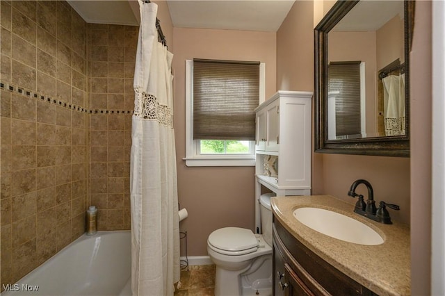 1492 Ries St, Barberton, OH 44203 - bathroom featuring vanity, shower / tub combo with curtain, and tile patterned floors