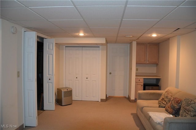 8303 Bradfords Gate Rd, Olmsted Falls, OH 44138 - living area featuring light carpet, a drop ceiling, and recessed lighting