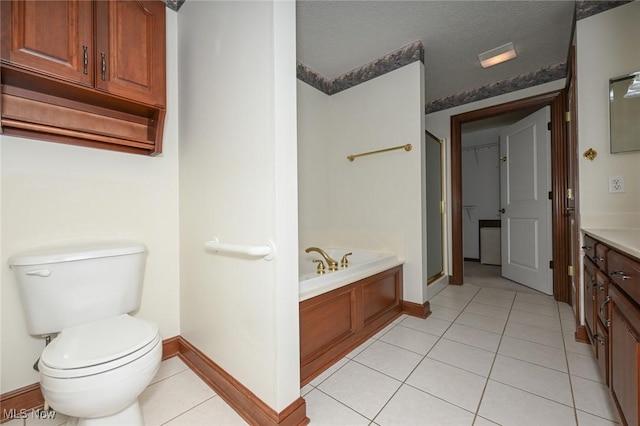 1137 Saint Abigail St SW, Hartville, OH 44632 - full bathroom with a bath, vanity, tile patterned flooring, and a stall shower