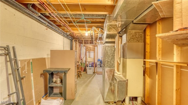 48820 Hillcrest Dr, Caldwell, OH 43724 - unfinished below grade area with heating unit and concrete block wall