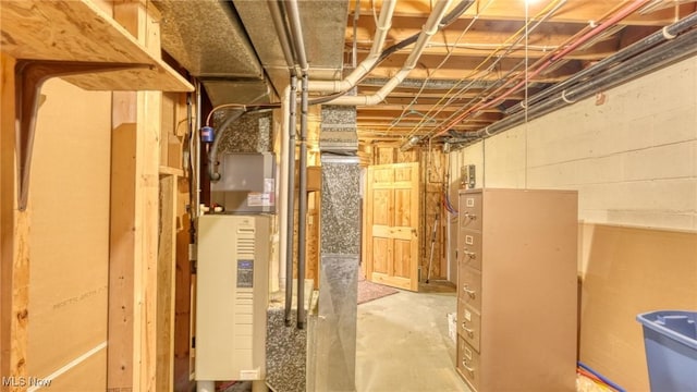 48820 Hillcrest Dr, Caldwell, OH 43724 - unfinished below grade area with heating unit and concrete block wall