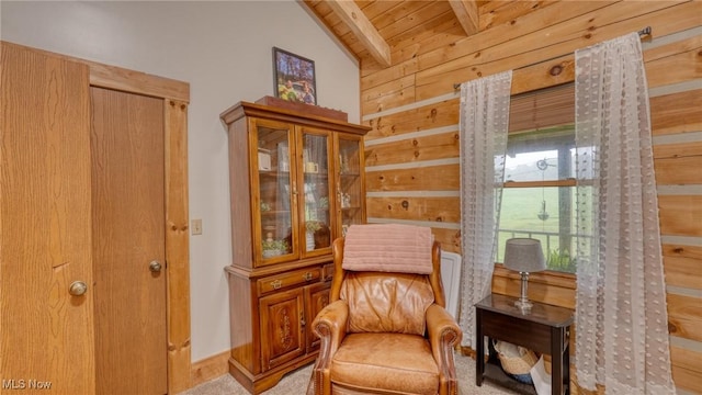 48820 Hillcrest Dr, Caldwell, OH 43724 - sitting room with wooden ceiling and carpet floors