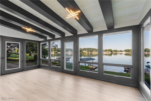 3350 S Main St, Akron, OH 44319 - unfurnished sunroom featuring a water view and french doors