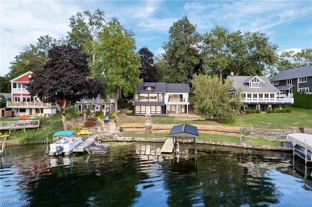 3350 S Main St, Akron, OH 44319 - dock area with a water view, a lawn, and a balcony