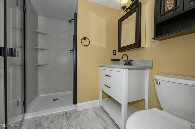 8714 Quailridge Ct, Macedonia, OH 44056 - full bathroom with marble finish floors, a shower stall, and vanity